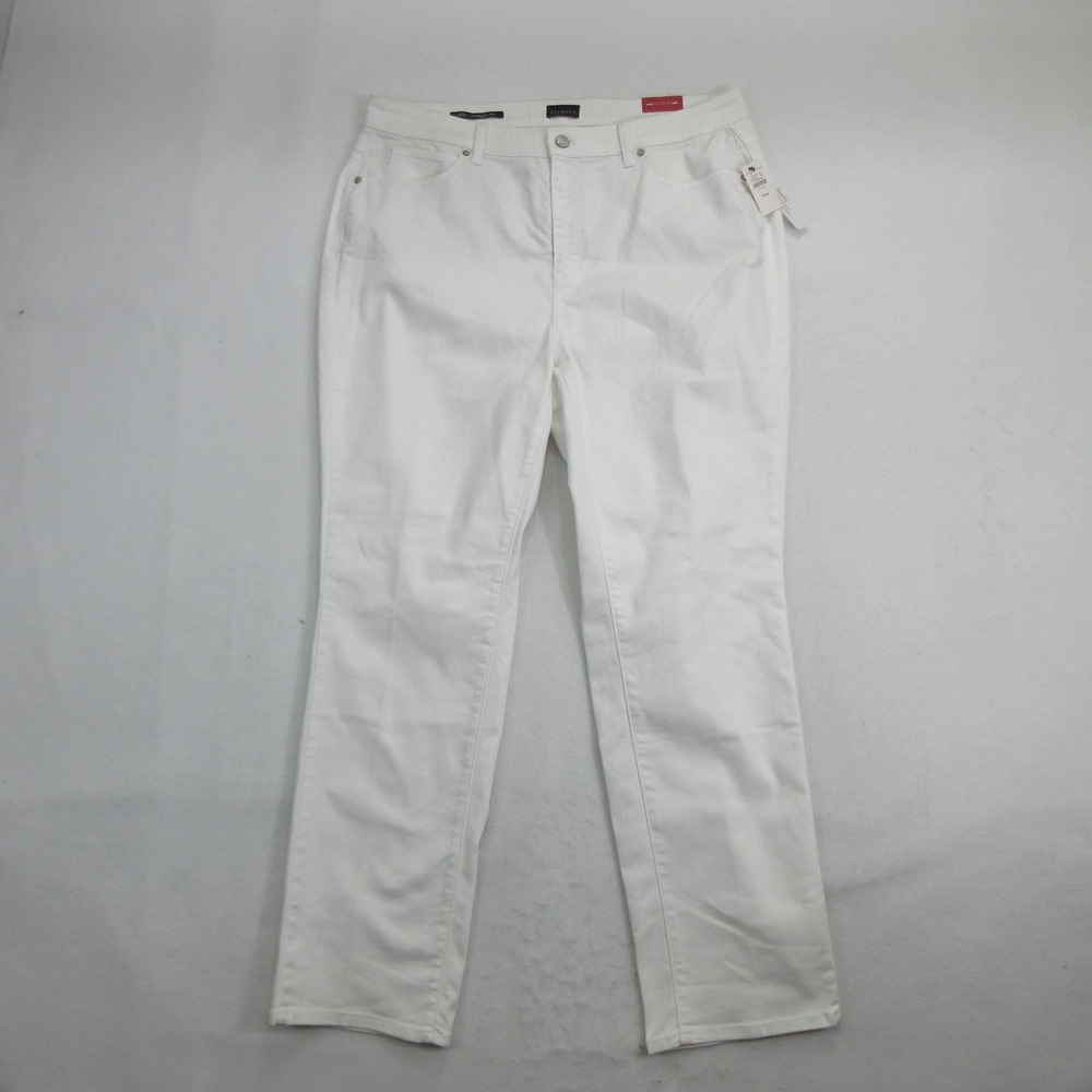 Talbots Women's Jeans 16W Straight Leg Curvy High Waist White Denim Slimming New